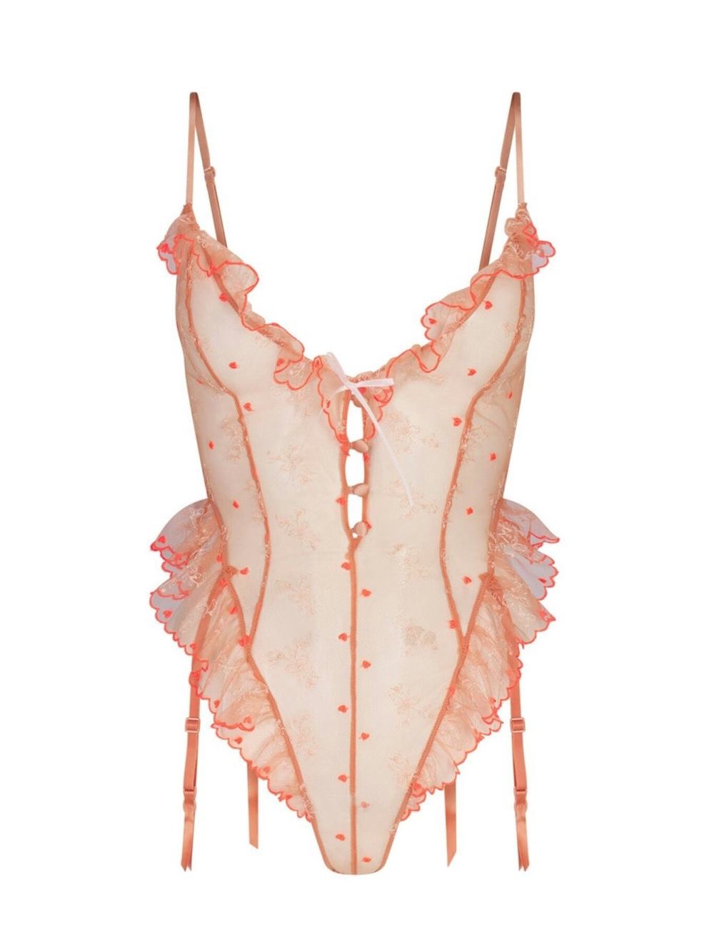 Skims embroidered tulle garter teddy - Picture 3 of 7